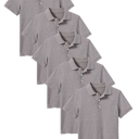 Heather Gray (5-Pack) 4 5-Pack School Uniform Tagless Polo Tshirt for Little Boys & Big Boys
